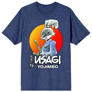 Usagi Yojimbo Miyamoto Character Art Crew Neck Short Sleeve Navy Heather Women's T-shirt - 1 of 3