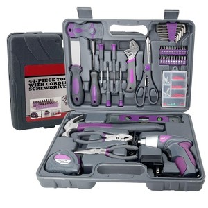 Itopfox 44PCS Cordless Screwdriver Tool Kit Set with Pink Tools for Home Repair, DIY Hand Tool Kit with Storage Case, Perfect Gift for Ladies - 1 of 4