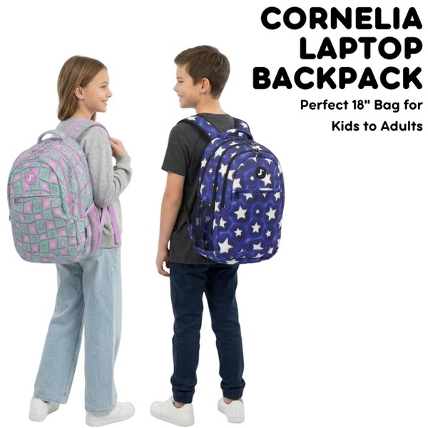 Mochila J World Cornelia para niños grandes de 18" con múltiples compartimentos para escuela y viaje 2