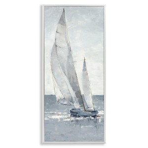 Stupell Industries Grey Sailboat Nautical Abstraction Framed Giclee Art - 1 of 4