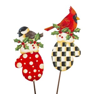 Round Top Collection 29.5 Inch Elegant Mittens Christmas Birds Yard Stakes Decorative Garden Stakes - 1 of 3