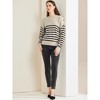 INSPIRE CHIC Women's Striped Pullover Crewneck Long Sleeve Cable Knitted Sweater - 3 of 4