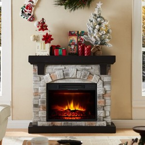 Electric Fireplace with Mantel, Remote Control, Ultra-Quiet DC Motor, Assembly-Free - 1 of 4