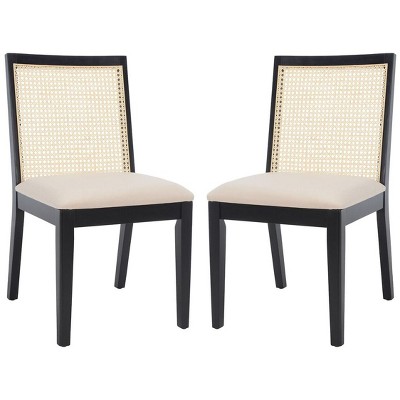 Levy Black Wood and Rattan Dining Side Chair Set