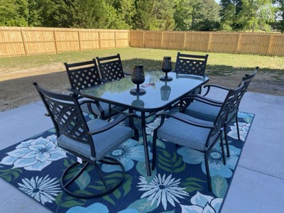 Meza Floral Outdoor Rug Blue/green - Christopher Knight Home : Target