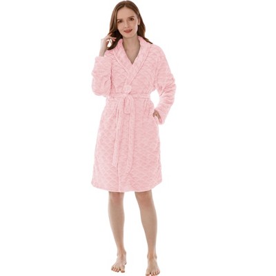 PAVILIA Short Robes for Women, Plush Soft Bathrobe Womens Lightweight, Fluffy Fuzzy Robe Knee Length, Shower Spa