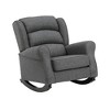 Royal Hampton 34 Inch Rocking Chair, Wood Frame, Channel Tufted Gray Fabric Upholstery - 2 of 4