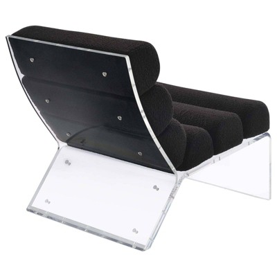 Black Bouclé Upholstered Accent Chair with Clear Acrylic Frame