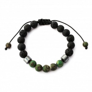 Plantlife Aromatherapy Bracelet - Adjustable Green Agate & Lava Rock, Natural Stone Jewelry for Essential Oil Diffusion & Wellness - 1 of 2