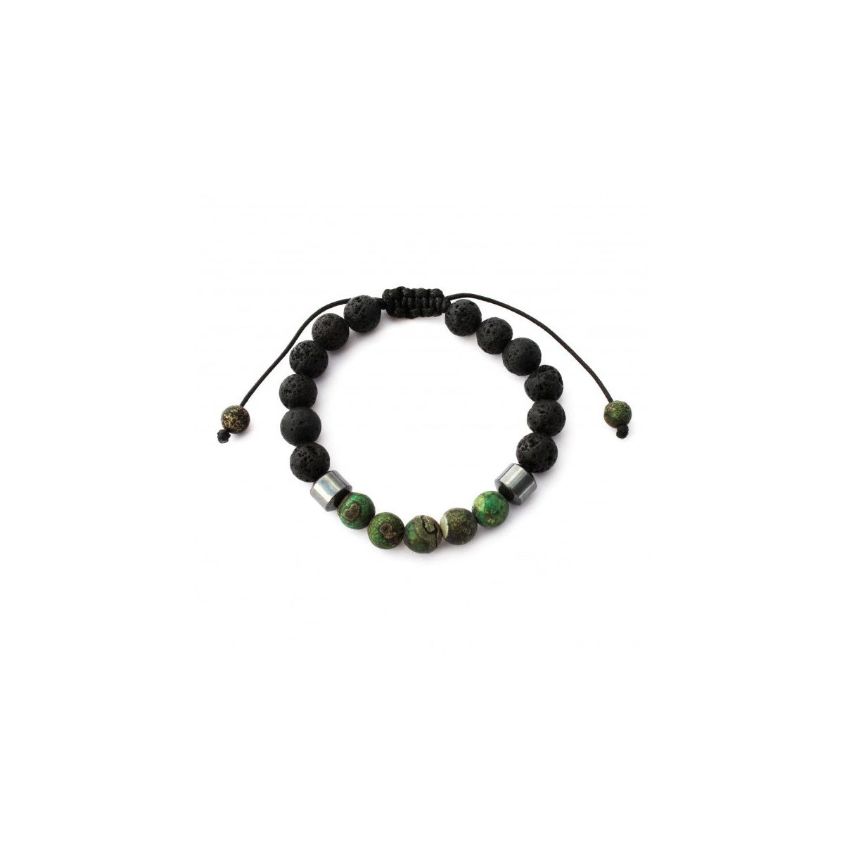 Plantlife Aromatherapy Bracelet - Adjustable Green Agate & Lava Rock, Natural Stone Jewelry for Essential Oil Diffusion & Wellness