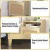 Racxily Nightstand with Charging Station Bedside Table with Rattan Door&Adjustable Shelf, Wood Couch Side Table End Table for Bedroom, Natural Oak - 3 of 4