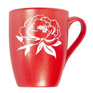 Elanze Designs Botanical Floral Nature Coffee Cup Mug 10 Ounce Ceramic With Shimmery Metallic Finish Elegant Minimalist Peony Flower Silhouette - 1 of 4
