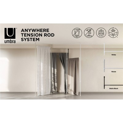 White Adjustable Tension Curtain Rod and Room Divider