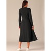 INSPIRE CHIC Women's Long Sleeve Round Neck Casual Stretchy A-Line Midi Dress - 4 of 4