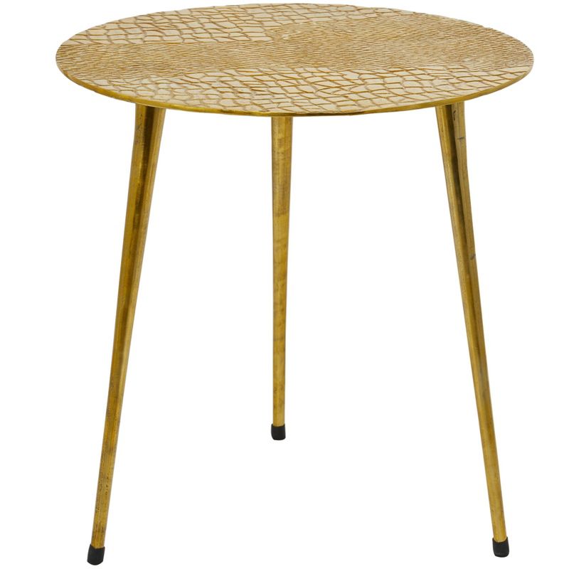 Contemporary Aluminum Crocodile Accent Table Gold - Olivia &#38; May, 4 of 6