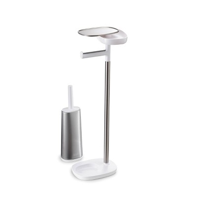 Stainless Steel Free Standing Toilet Paper Holder with Brush
