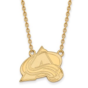 Black Bow Jewelry 14k Yellow Gold Plated Sterling Silver Colorado Avalanche NHL Necklace 18 Inch - 1 of 4