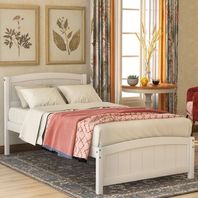 NicBex Twin Size Wood Platform Bed Frame with Headboard and Footboard,Under Bed Storage,Easy Assembly,White/Espresso/Gray