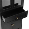 CAVINAS 67" Tall Bathroom Storage Cabinet with Glass Doors & 1 Drawer,Floorstanding Storage Cabinet for Bathroom,Matte Black Finish - 4 of 4