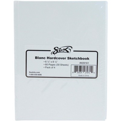Sax Blanc Hardcover Sketchbook, 6-1/4 x 8-1/4 Inches, 60 Sheets Each, Pack of 4