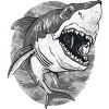 Junior's Design By Humans Great White Shark BW By MudgeStudios T-Shirt - 2 of 3