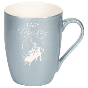 100 North Bull Rider 10 Ounce Frosted Blue Metallic Finish, Comfortably Fits Your Hands, New Bone China Coffee Tea Cup Mug, Easy Cowboy - 1 of 1