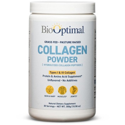 BioOptimal Collagen Powder (30 Serving) 1 Pack - Promotes Hair, Nail, Skin, Bone and Joint Health, Zero Sugar, Unflavored.