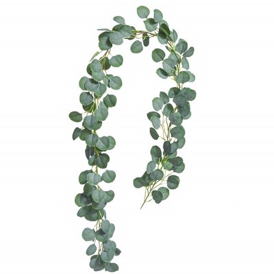 6.6FT Artificial Eucalyptus Garland Greenery Leaves Garland Silver Dollar Eucalyptus