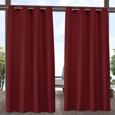 Set of 2 120"x54" Solid Cabana Grommet Top Light Filtering Curtain Panels Red - Exclusive Home