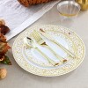 Elama 150 Piece Disposable Plastic Dinnerware Party Set for 25 Guests in White with Gold Decal Trim - 2 of 4