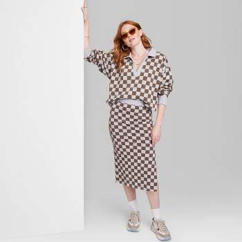 Women's Ascot + Hart Checkered Graphic Midi Skirt