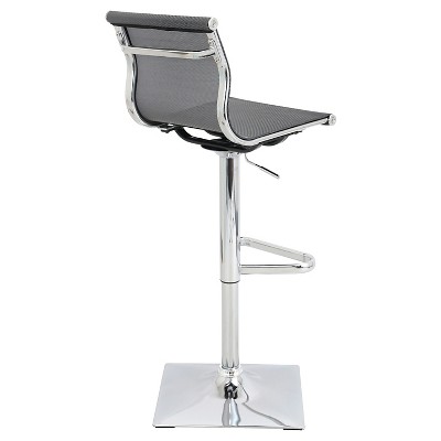 Mirage Silver Adjustable Swivel Barstool with Mesh Seat