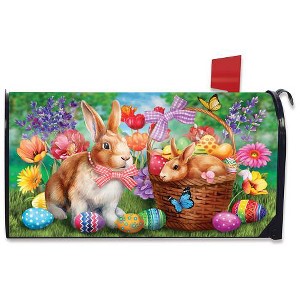 Briarwood Lane Mailbox Cover  - Standard Size - Bunnies and Basket Easter For Easter Mailbox Cover - 1 of 3