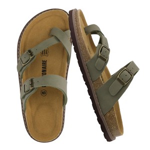 CUSHIONAIRE Pluto Cork Footbed Summer Sandals for Women 2025 Comfortable Slides with Adjustable Buckles, Toe Loop & Stitched Design - 1 of 4