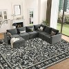 Acekool Boho Floral Washable Rug - Soft Low Pile Non-Slip Area Rug - 2 of 4
