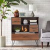 Vintage Living Cabinet Black/Walnut - Buylateral: Mid-Century Modern Accent Cabinet with Fixed Shelves & Drawer - image 2 of 3