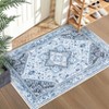 Vintage Washable Floral Area Rug: Non-Slip Distressed Oriental Carpet with Medallion – Low-Pile Accent Floor Mat for Living Room, Laundry Room - 3 of 4