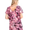 Slickblue Bold Tie Dye Print Short Sleeve Top – V-Neck Cage Detail, Open Back, Blue/Fuchsia, S-L - 3 of 4