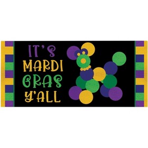 Dicksons Magnolia Garden It's Mardi Gras Y'all Bead Dog Purple Yellow Green Black 22 x 10 Rubber Outdoor Doormat Insert - 1 of 1