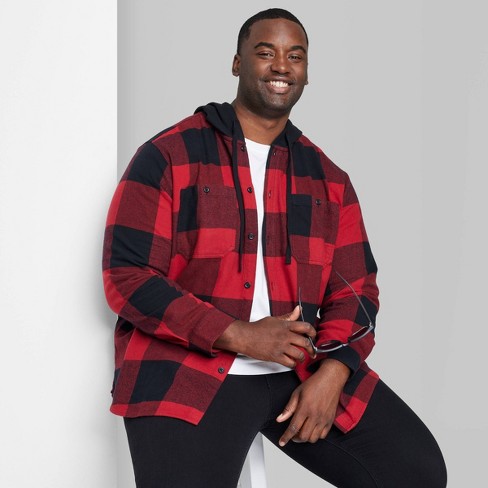 Checked Hooded Shirt with Flap Pockets