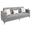Sofas for Living Room, 84 Inch with Storage Armrests, Comfy Teddy Fleece Small Couch with Cup Holders and Convenient Side Pockets for Apartment - 2 of 4