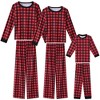 INSPIRE CHIC Christmas Family Pajama Set Matching Red Buffalo Plaid Long Sleeve and Pants Lounge Set - 2 of 4
