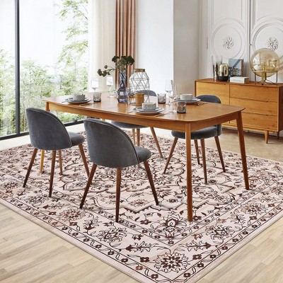 Garvee Machine Washable Area Rug, Ultra-Thin Large Floral Print Rugs, Stain Resistant -Non Slip Backing Carpet
