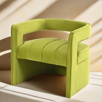 Modern Velvet Accent Chair with Ribbed Detail, Luxury Curved Fully Upholstered Chair -Christopher Knight Home