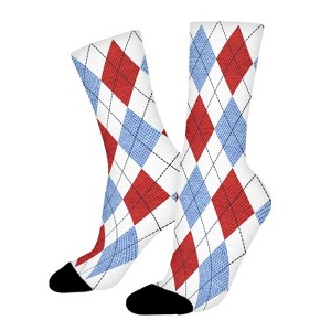 Argyle Diamond Women Printed Crew Socks Funny Funky Socks Soft Polyester Novelty Gifts for Artists Men - 1 of 1