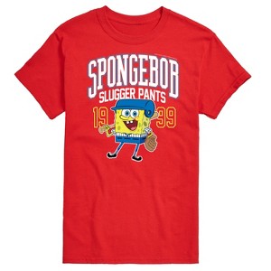 Men's - SpongeBob SquarePants - SpongeBob Slugger Pants Baseball Short Sleeve Graphic T-Shirt - 1 of 4