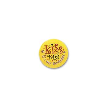 Beistle 2" Kiss Me It's My Birthday Satin Button Yellow 6/Pack BN058