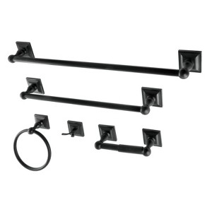 5pc Serano Bathroom Accessory Set Black - Kingston Brass: Includes Towel Bar, Tissue Holder, Hook - 1 of 4