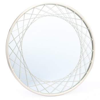 LuxenHome Silver Metal Frame Round Accent Vanity Wall Mirror