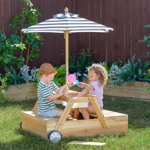 Teamson Kids Outdoor Explorer 2-in-1 Wooden Sandbox + Picnic Table with Accessories - 1 of 4